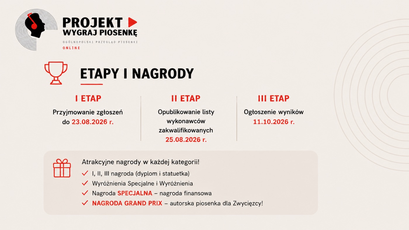 Projekt „Wygraj Piosenkę” — Ogólnopolski Przegląd Piosenki Online — plansza 3 z 6