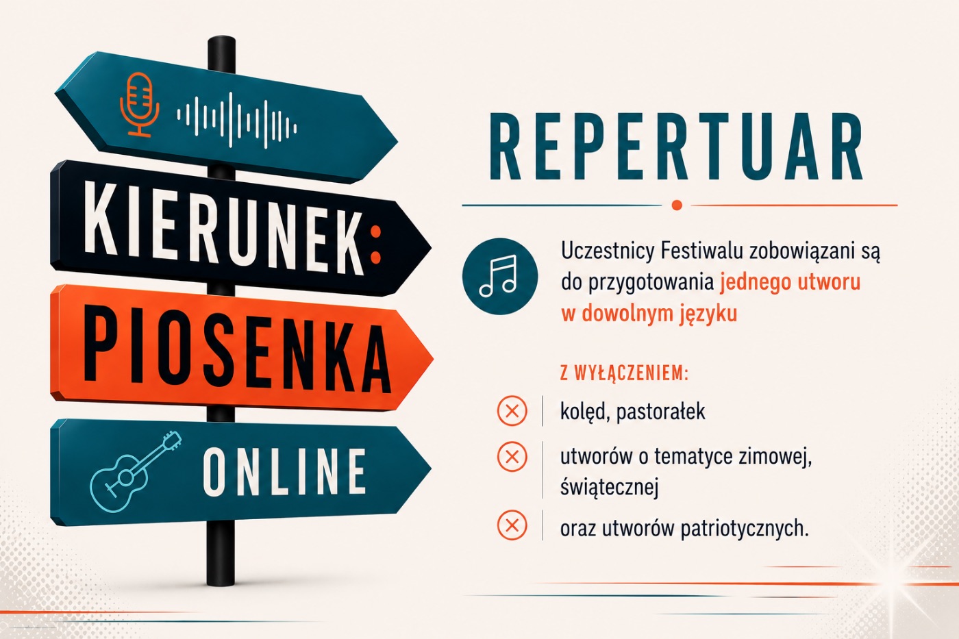 „KIERUNEK: Piosenka” — Ogólnopolski Festiwal Wokalno-Instrumentalny Online — plansza 4 z 5