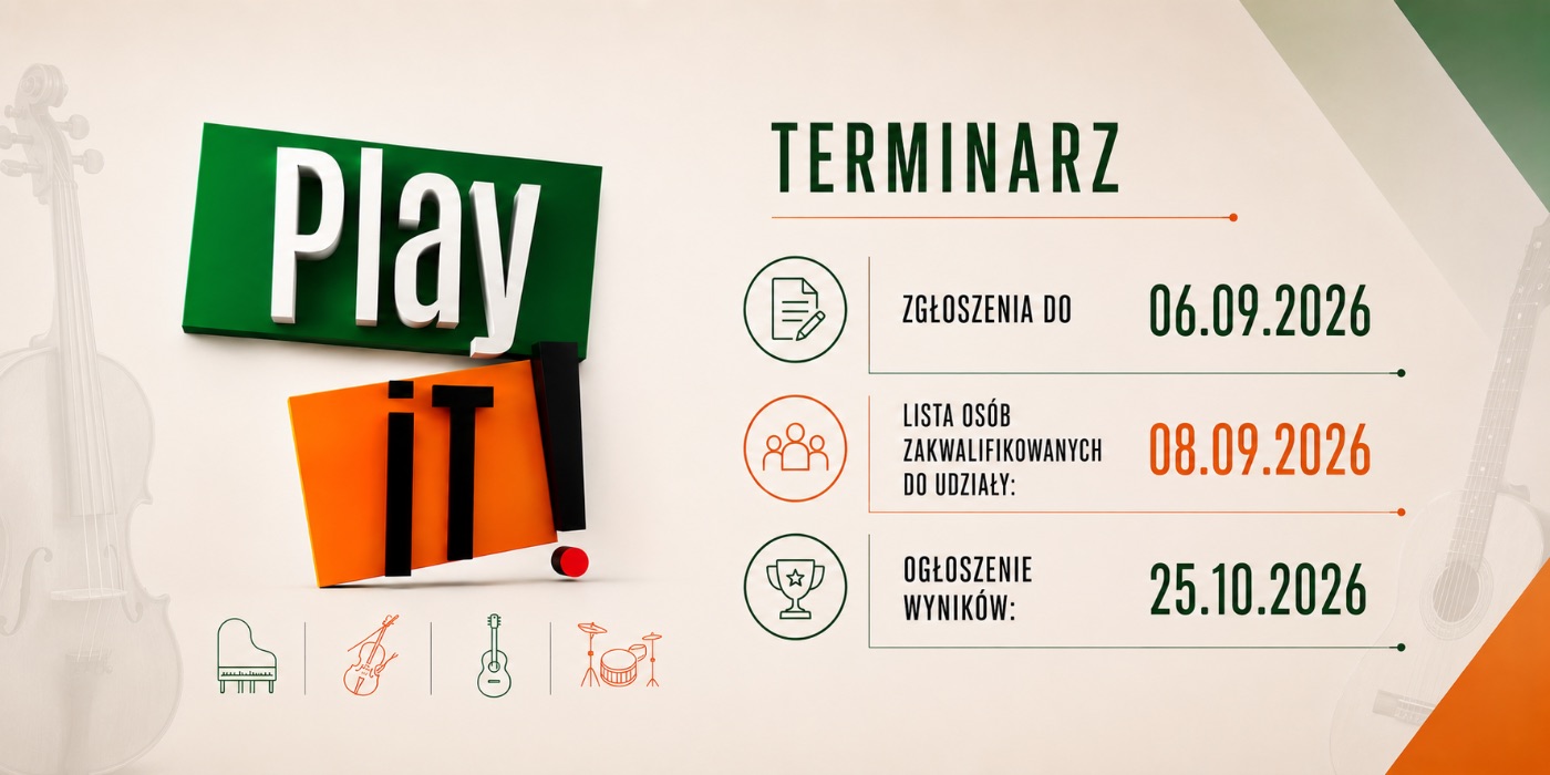 „PLAY IT!” — 2. Ogólnopolski Festiwal Instrumentalny Online — plansza 3 z 5